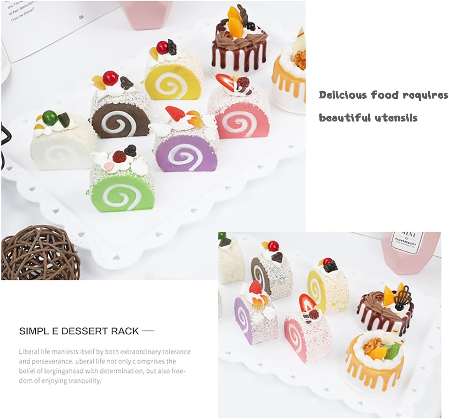 5 Pieces Cupcake Stand Set, 2 Pieces 3 Tier Cupcake Stands with 3 Pieces Appetizer Trays Dessert Table Display Set for Tea Party Serving Platter and Wedding