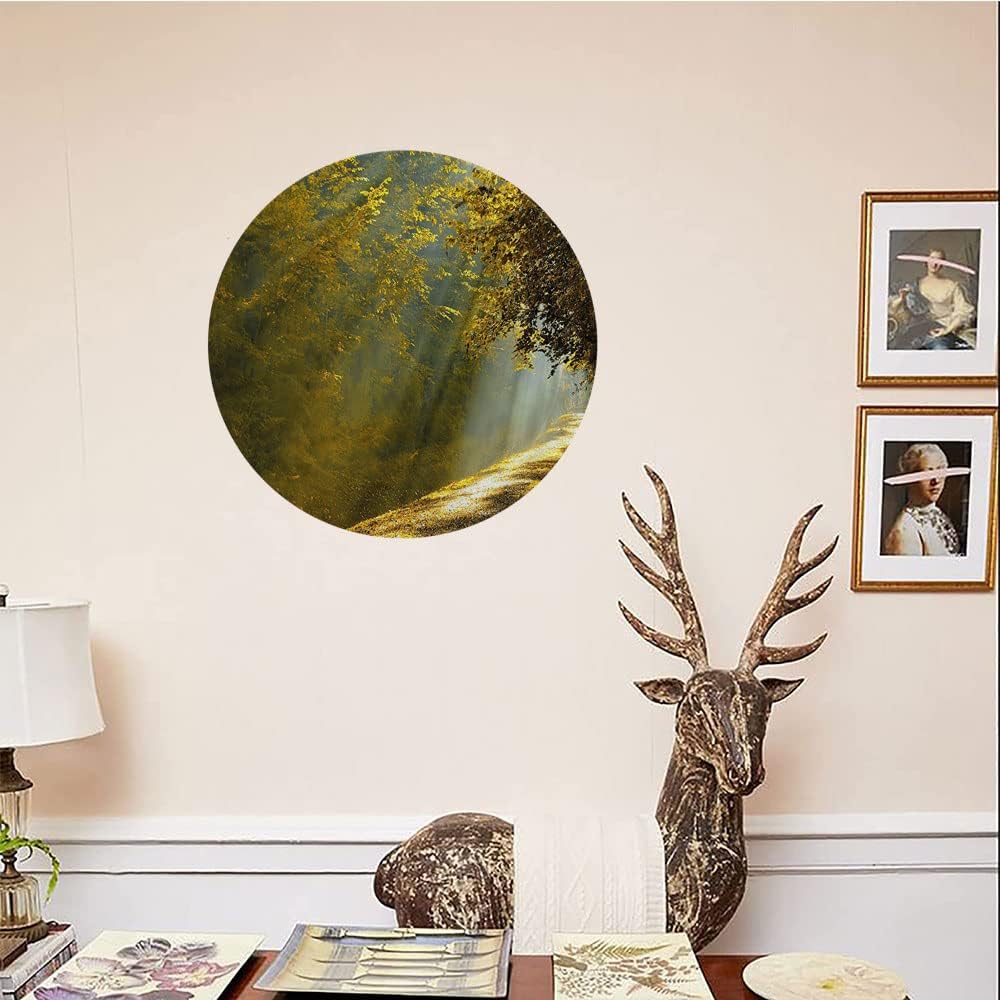 Ceramic Plates, Nature Decorative Ceramic Plates, Forest Pathway Sun Rays Fall, 8 Inch, for Dining, Parties, Wedding, Multicolor