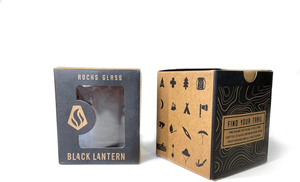 Black Lantern Set of 4 Whiskey Glasses - Nature Themed Drinking Glasses - Set of Four 11oz. Glasses - Premium Rock Glass Set for Whisky Scotch Cocktails and Bourbon (Forest Landscape)