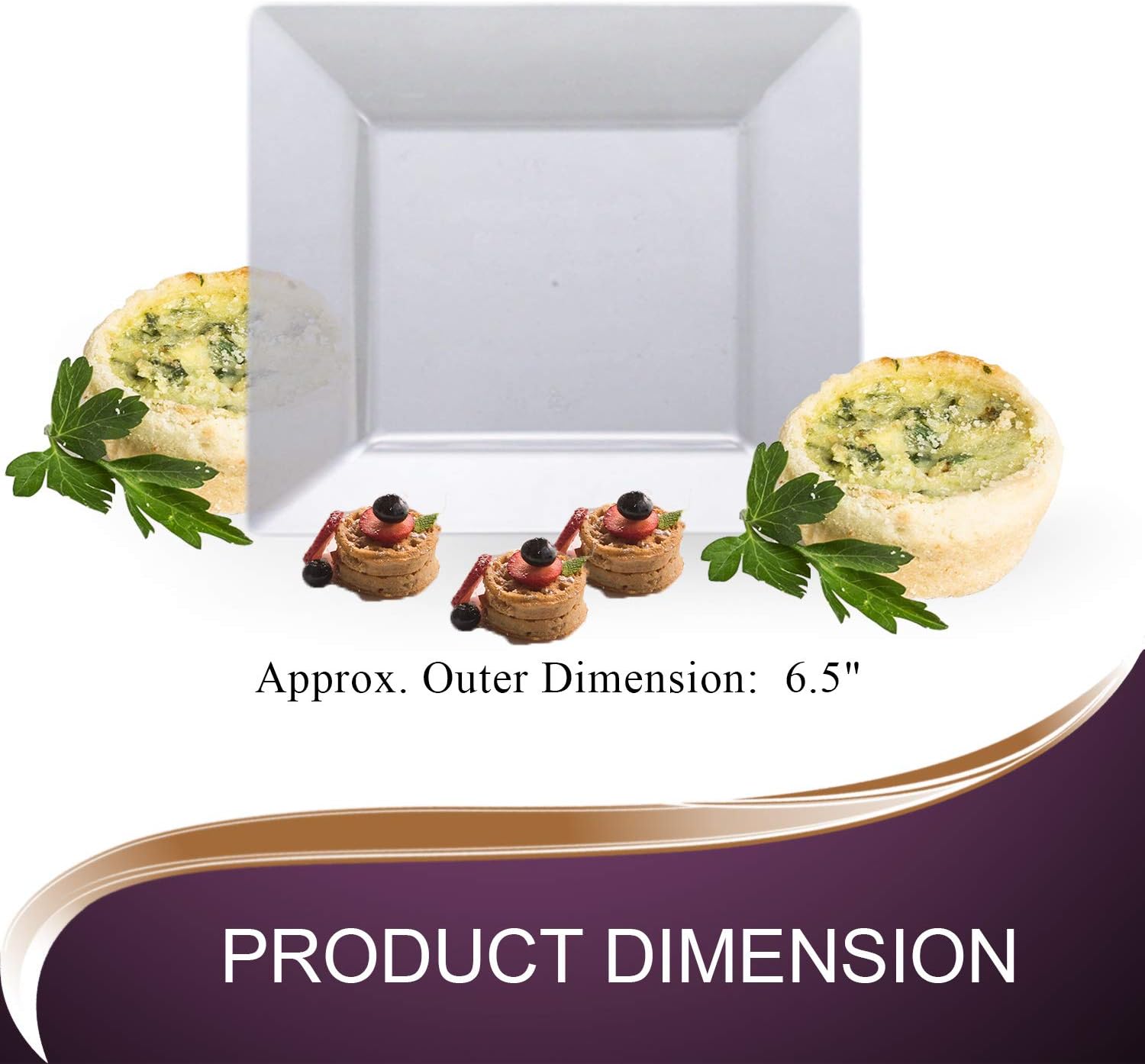 Elegant Disposable Plastic Dessert Plates 120 Pcs-Heavy Duty Fancy Square Clear Salad Plates - 6.5" Appetizer Cake Plates