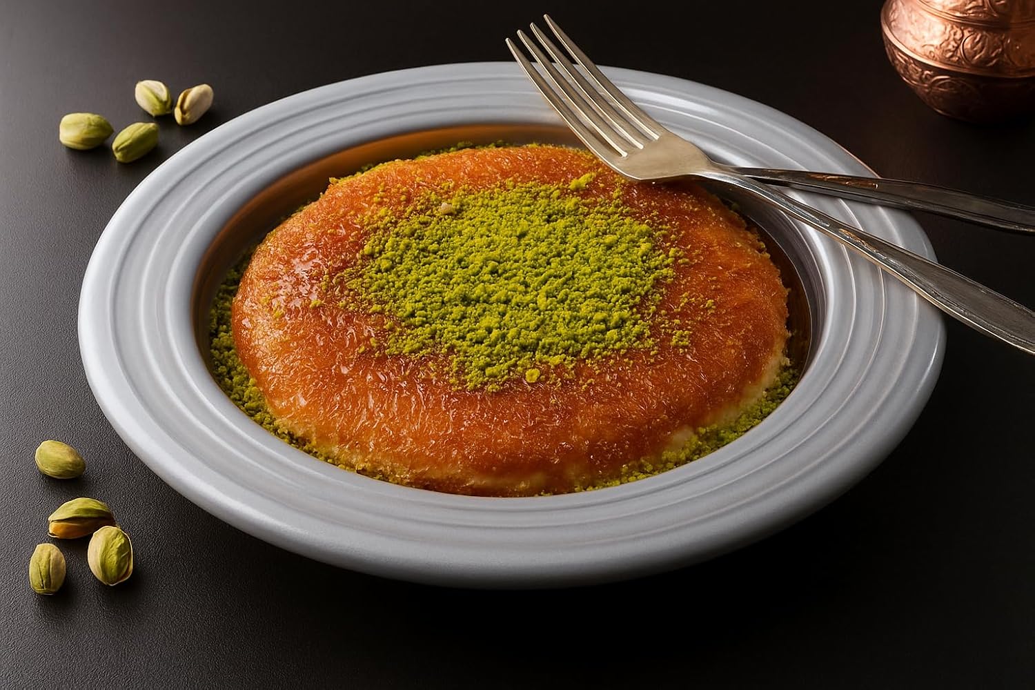 Kunefe Plate - Cooking and Serving Plates for Shredded Kadaifi, kunafa knafe knafeh Phyllo, Fillo Dough Pan - Set of 3 Silver Color Aluminum Pans (Compatible for frozen kunefe)