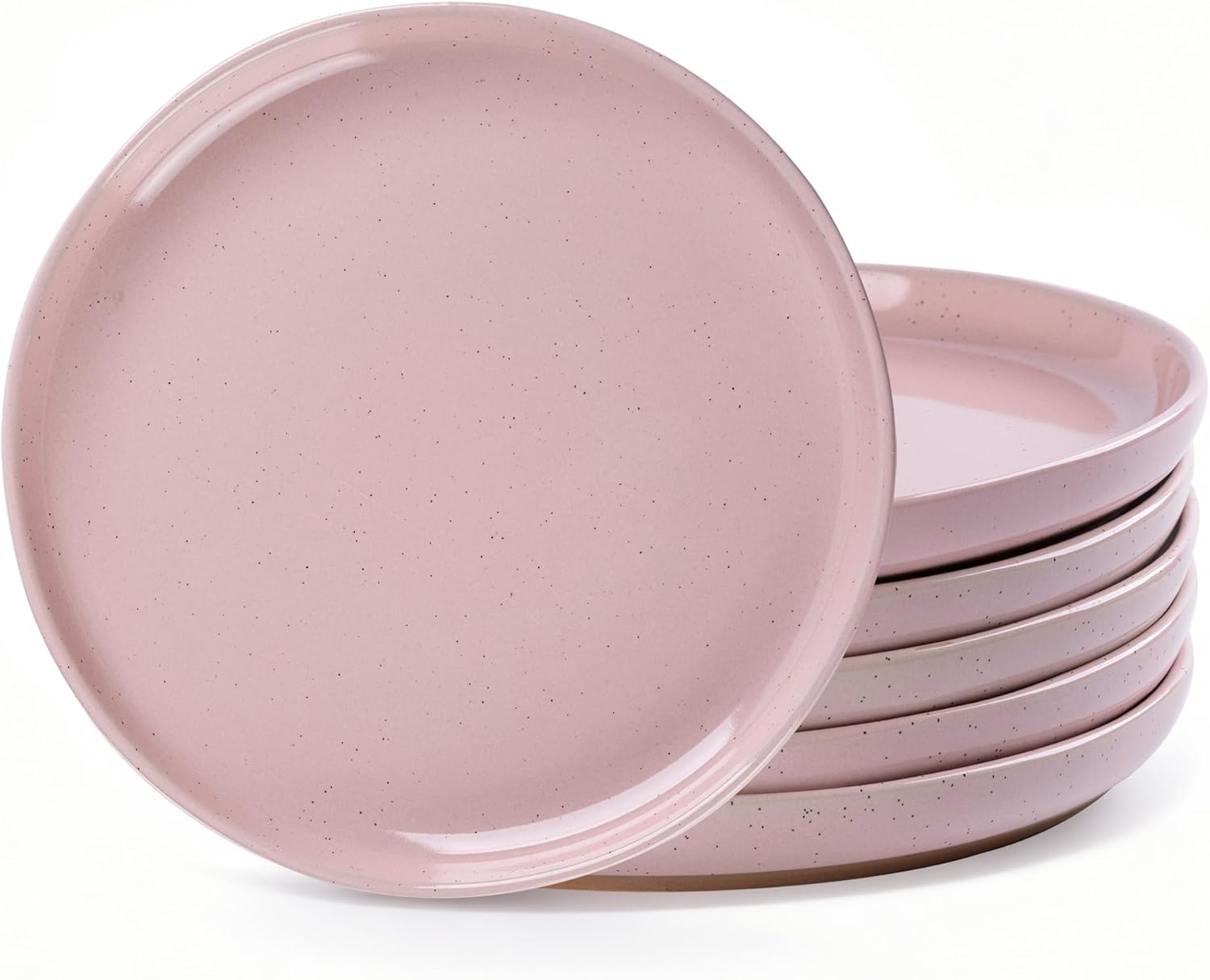 AmorArc Ceramic Appetizer Plates Set of 6, 8.25 Inch Handmade Stoneware Plates set for Dessert, Salad, Appetizer, Dinner, Microwave & Dishwasher Safe, Scratch Resistant-Cloud Pink