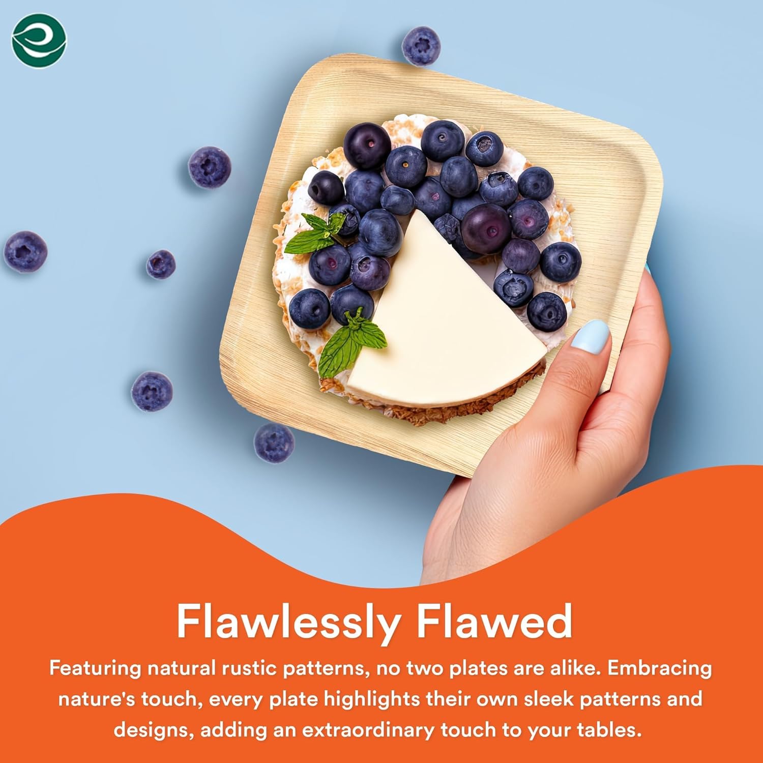 ECO SOUL Palm Leaf Plates 6" Square (100 Count) - Disposable, Eco-Friendly, Biodegradable Bamboo Appetizer Plates - Perfect Dinnerware for Christmas Parties, Weddings, Events & Holidays