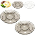 Compartment Plate with Dividers, Thanksgiving Divided Plates, Food Separator Tray for Adults, Plastic Sectioned Serving Platter for Party Snacks, Charcuterie Cheese Board for Dip Chip Fruit (2, C)