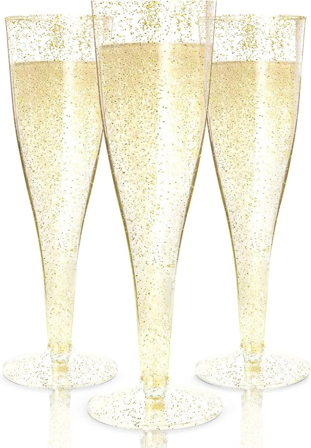 Prestee 24 Plastic Champagne Flutes - Gold Champagne Flutes Plastic - Gold Disposable Mimosa Flute - Party Supplies - Disposable Cocktail Glasses - Mimosa Bar, Wedding, Shower Party