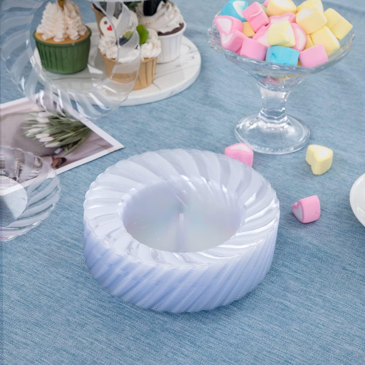 YOUBET 60Pieces Clear Dessert Plates - Clear Plastic Plates - 6.5inch Party Essentials Appetizer Plates - Premium Clear Disposable Fancy Plates for Wedding and Party