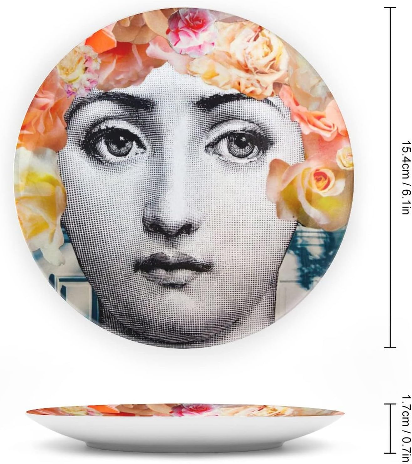 Lina Cavalieri Plate, Wall Decorative Plate, Mysterious Face Plate Wall Hanging Decoration,Including Bracket and Special Spring Hook,J (8),6inch