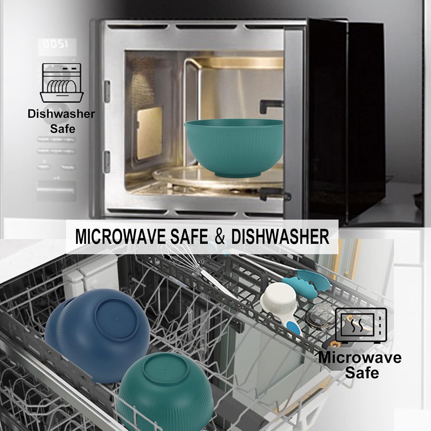 PYRMONT 26 OZ Plastic Soup Bowls - Set of 8 Unbreakable Kids Bowls, Dishwasher & Microwave Safe, BPA-Free