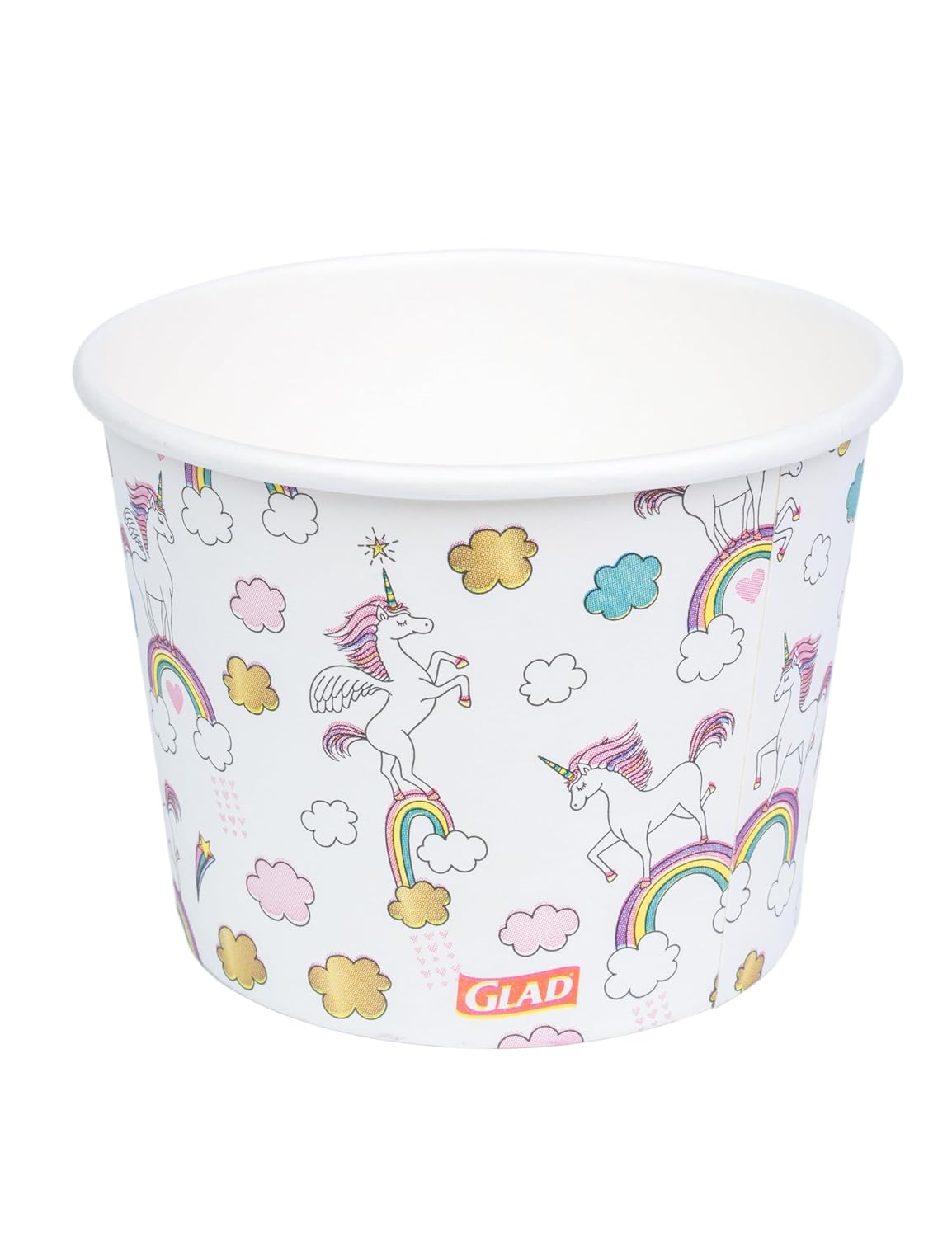 Glad for Kids Unicorns Paper Snack Bowls, Lids Not Included - Heavy Duty, Microwavable, Disposable Snack Cups with Lid for Soup or Ice Cream, 12 Ounce, 20 Count