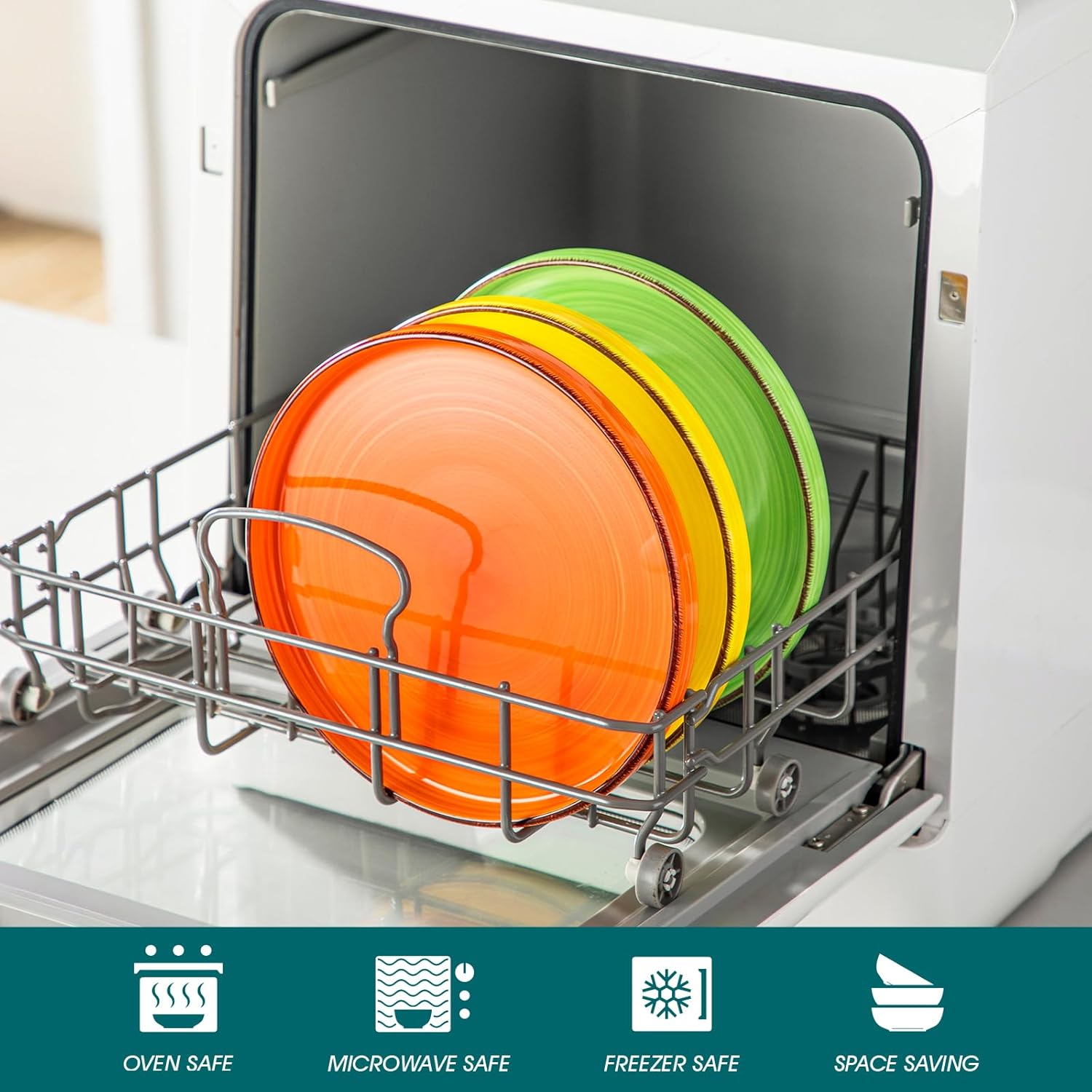 vancasso Bonita 8.5 inch Salad Plates, Ceramic Small Dinner Plates Set, Dessert Plates Set of 6, Microwave,Oven and Dishwasher Safe, Multicolor