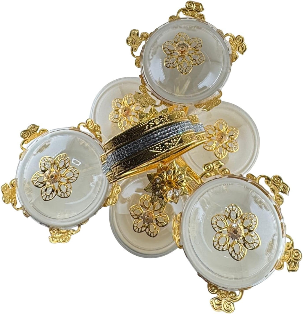 Luxury 6-Bowl Gold Serving Set with Lids — Ornate Filigree Multi-Bowl ...