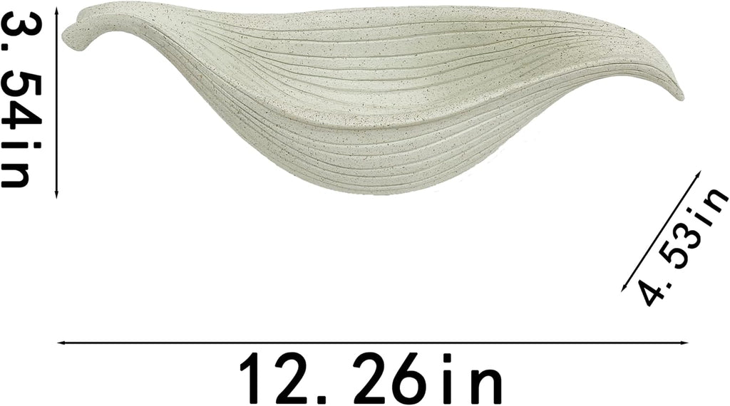 12.6" Large Decorative Leaf Bowl decor , Decorative Bowls for Modern Home Decor,Ruffle Decor,Stylish Key Bowl for Entry Table,Decorative Fruit Bowls for Kitchen Counter,Artificial Stone Light Gray