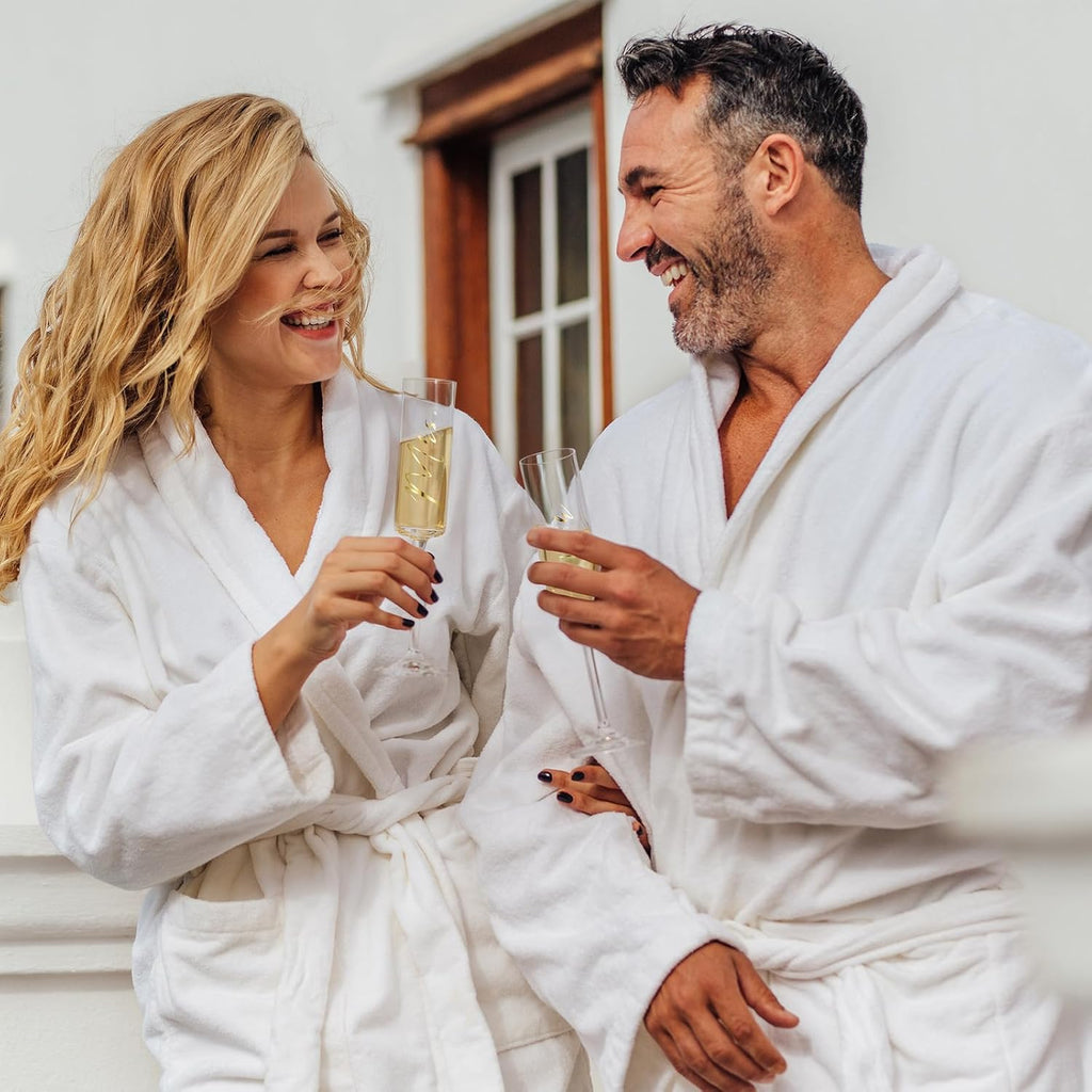 AW BRIDAL Engagement Bridal Shower Wedding Gifts for Newlywed Couples 2025, Anniversary Mr Mrs Champagne Flutes Toasting Glasses, Wedding Gold Cake Knife and Server Set with Gift Box for Bride Groom