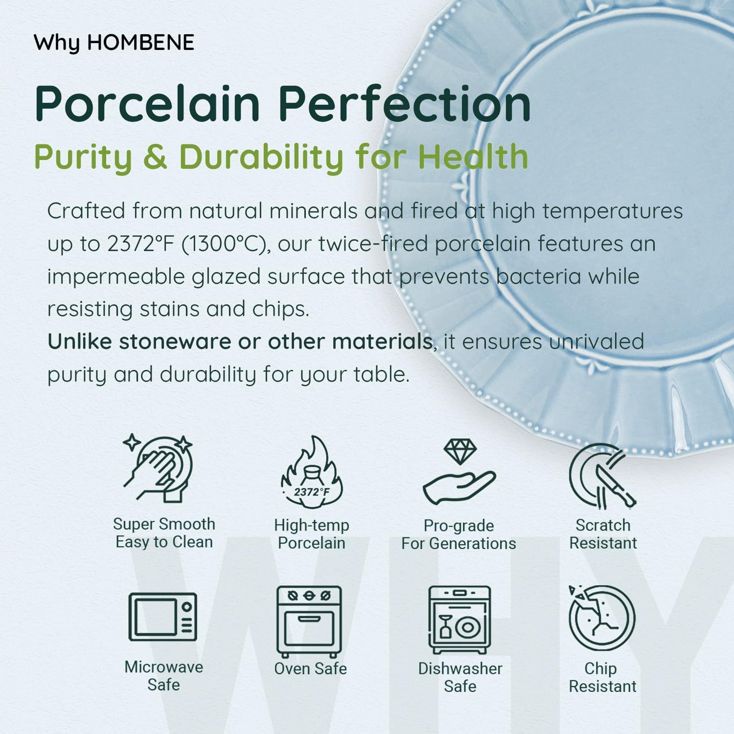 Dinnerware sets, 12 Piece plates and bowls sets for 4, Ceramic dish set, Porcelain dish set, Premium kitchen decor, Microwave and Dishwasher Safe, Celestial Blue