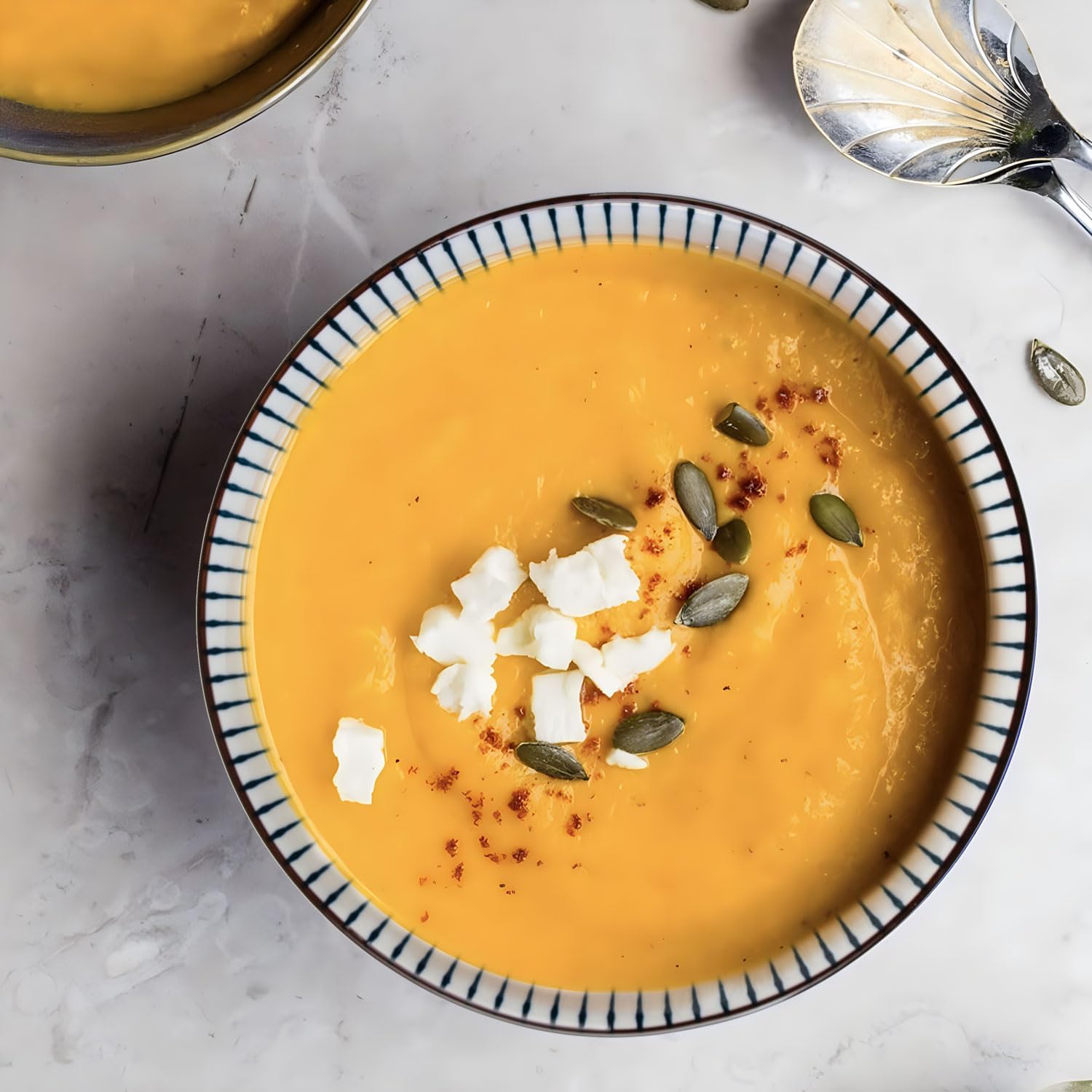 38 oz Japanese Ramen Bowls Set of 4, Large Pho Bowls, 8 Inch Ceramic Blue and White Soup Bowls, Striped Pattern