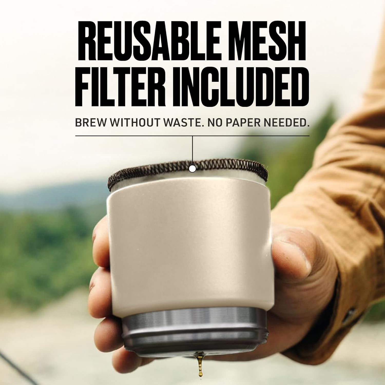 VSSL - Nest Pour Over Coffee Kit + Java G25 Bean Grinder Bundle | Coffee for Camping | Pour Over Dripper | Two 10oz Stainless Steel Travel Mugs | Cream/Bronze