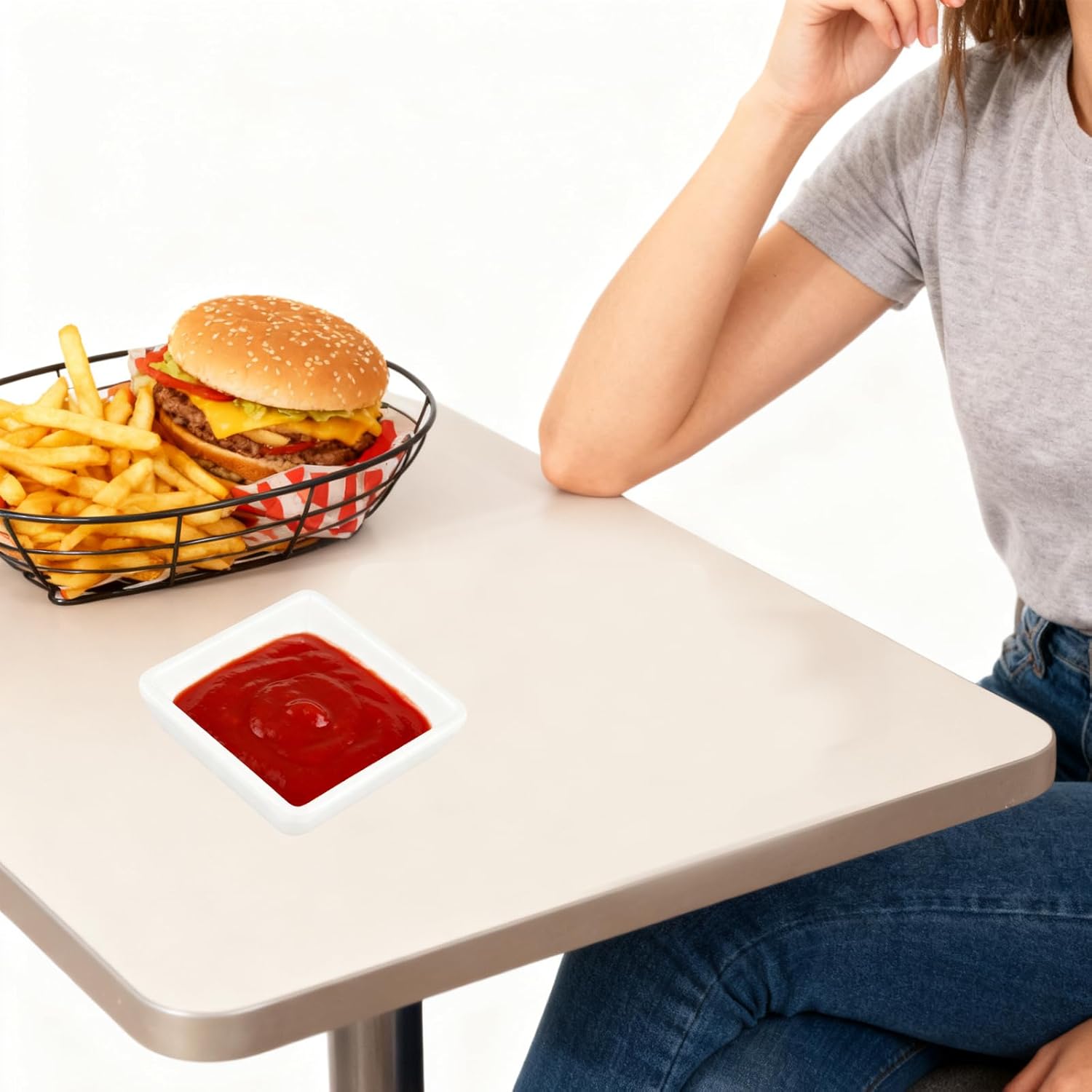 50 PCS 3 oz Melamine Dipping Bowls Set, White Soy Sauce Serving Dishes for Kitchen, Restaurant, Camping, BBQ Party Use