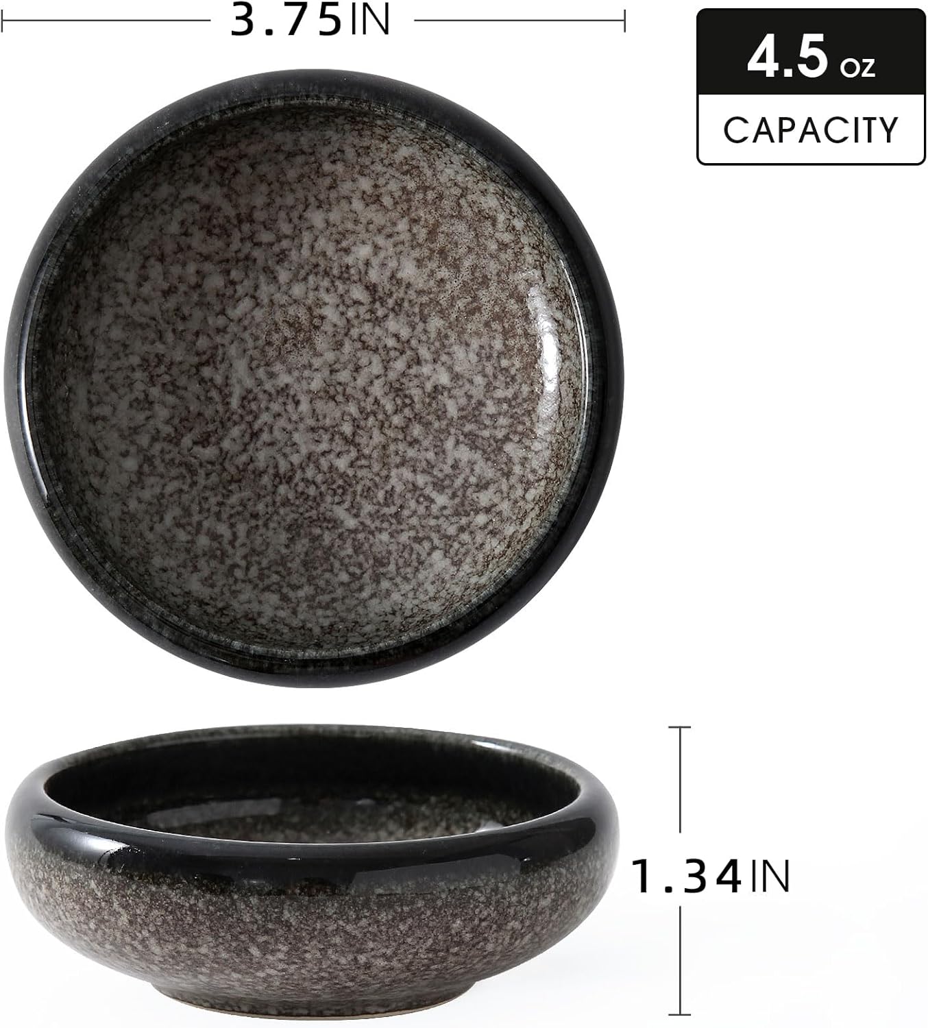 Uaral Soy Sauce Dish Sushi Dipping Bowls Japanese Sauce Bowls Chip and Dip Serving Dish Set 3.75 Inch Set Of 6(Midnight Blue)