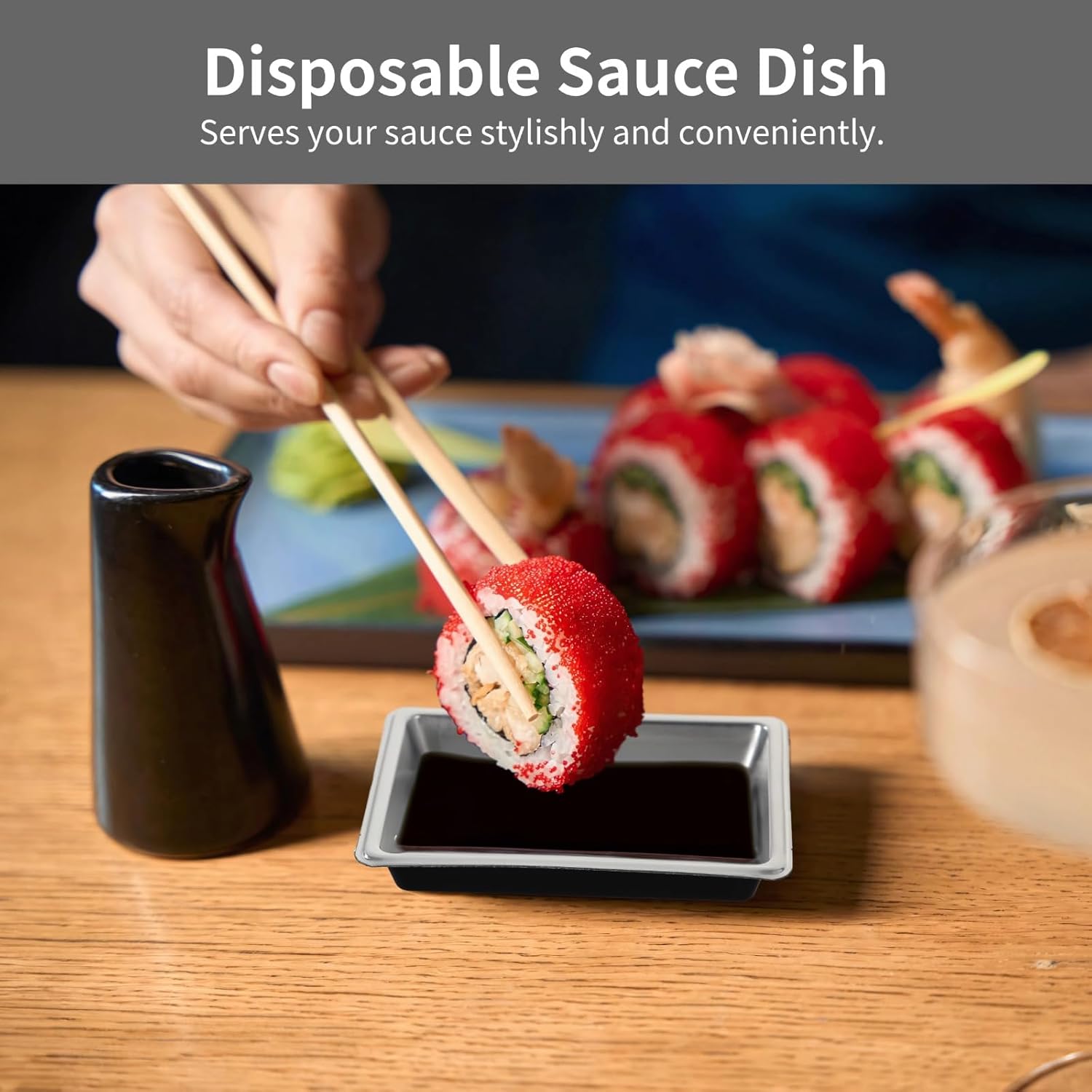 200 Pcs Disposable Soy Sauce Dish, Sushi Sauce Trays, Plastic Dipping Bowls, Stackable Appetizer Pinch Bowls, Single-Use Condiment Serving Plates for BBQ, Home, Party, Restaurant, Catering