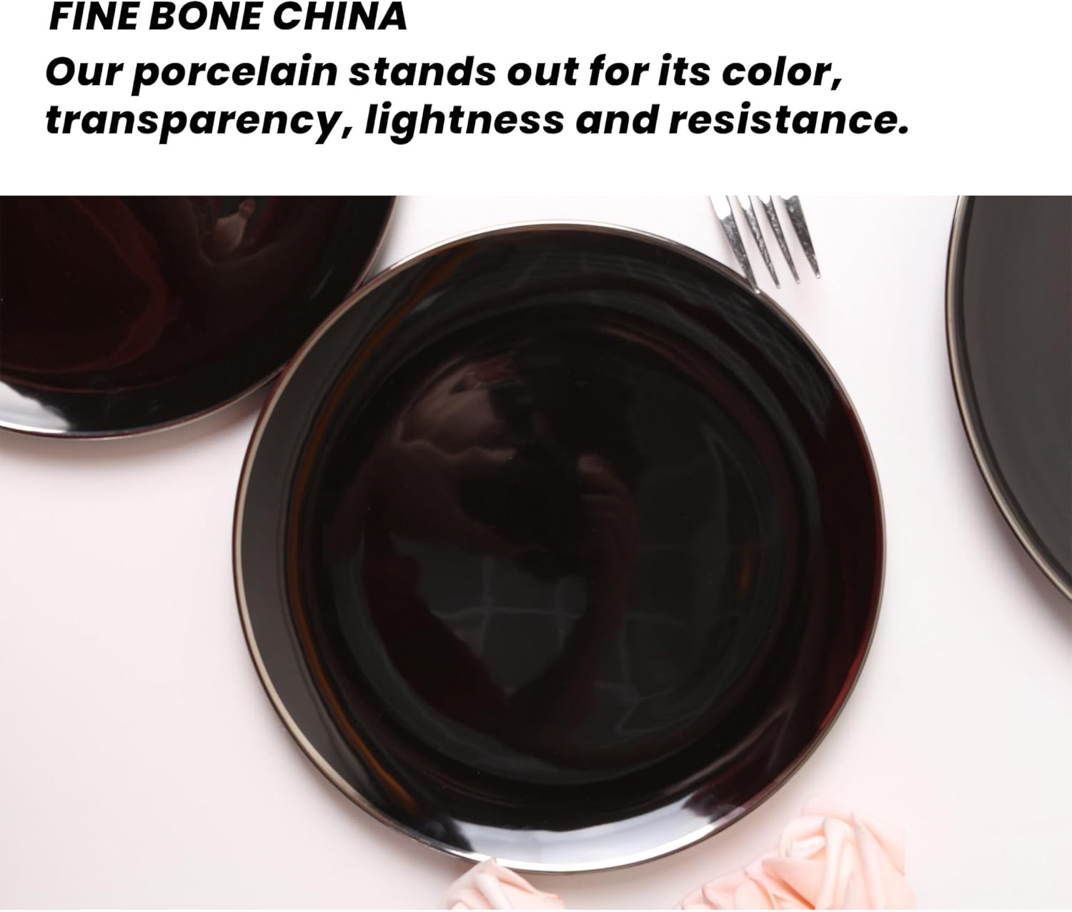 KOKEN Porcelain Dinnerware Set - 16 Pc Round Dinner Set with Mugs, Microwave Safe