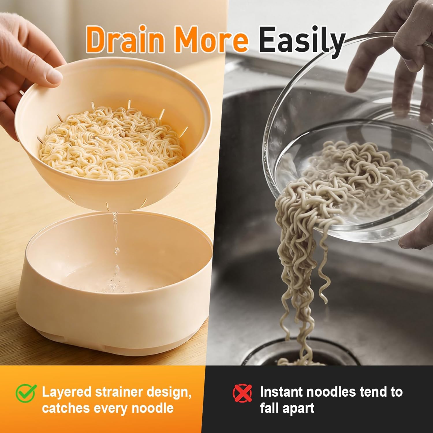 Ramen Cooker Ramen Bowl Set with Chopsticks, 2026 Upgraded Microwave Safe Pasta Cooker Noodle Bowl with Lid, Instant Ramen Bowls for Apartment College Dorm Home Office