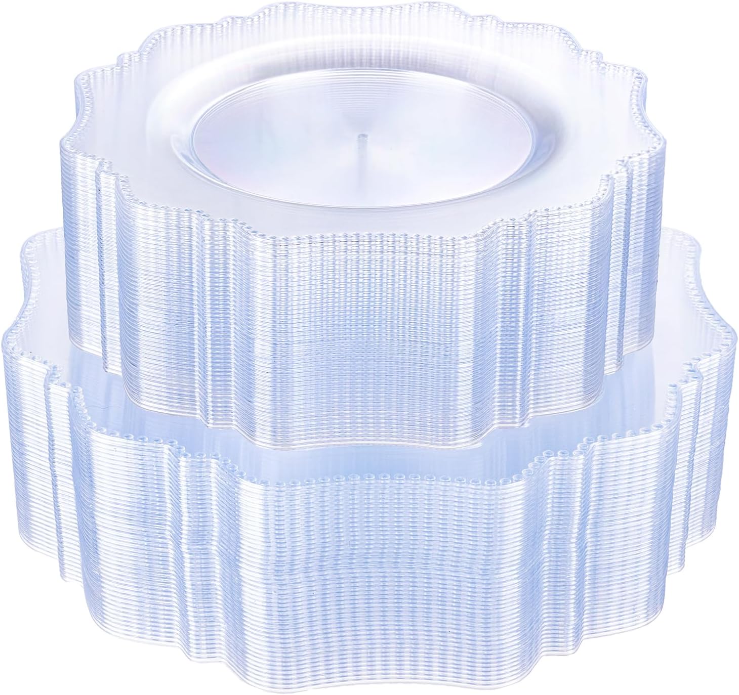 COLOSUS 100pcs Clear Plastic Plates - Heavy Duty Plastic Plates Disposable for Party/wedding Include 50pcs Dinner Plates and 50pcs Dessert Plates.