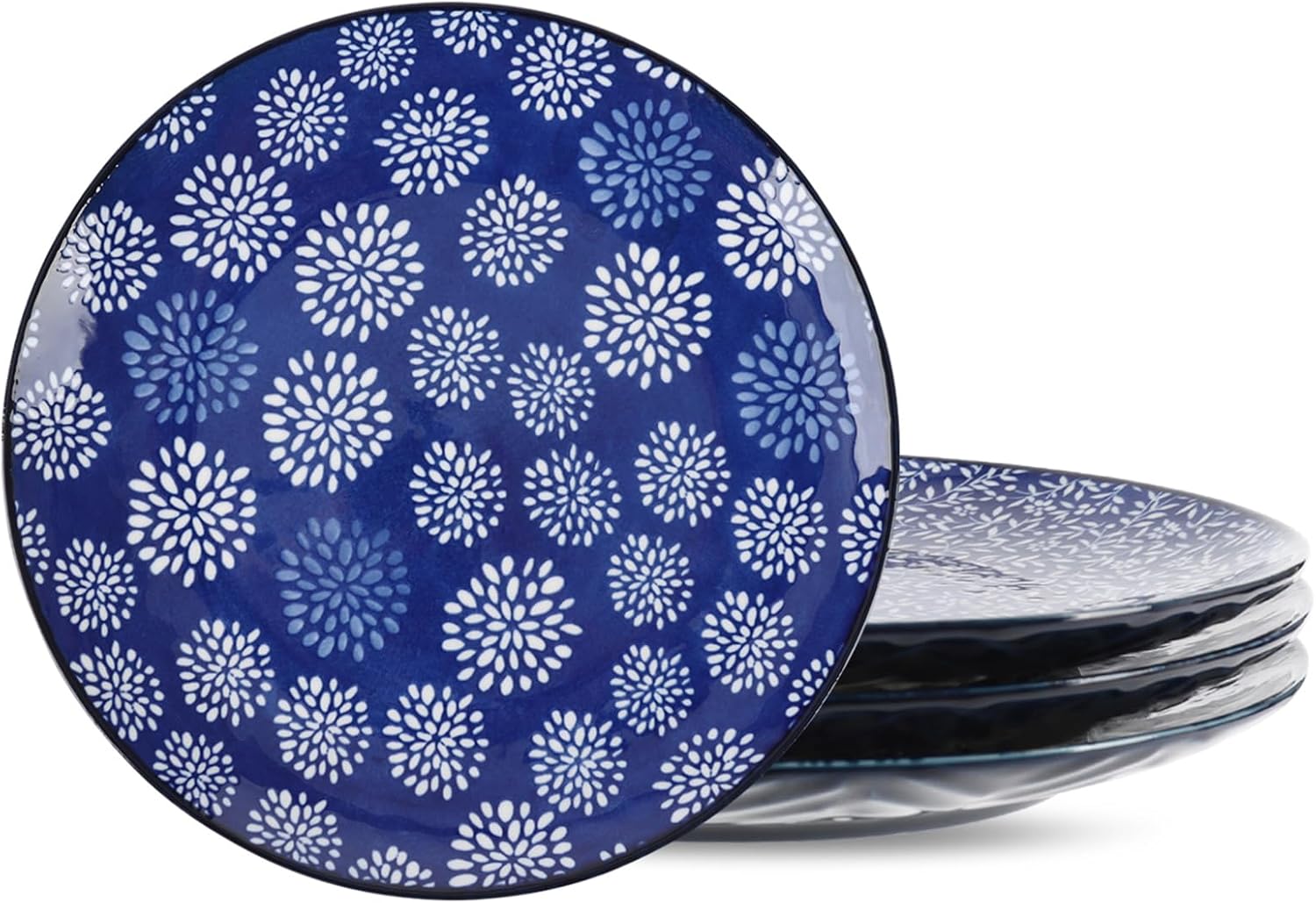 KitchenTour Ceramic Dinner Plates, 8.5 Inch Salad Plates Set of 4, Serving Plates for Dessert, Pasta, Steak, Dishwasher and Microwave Safe