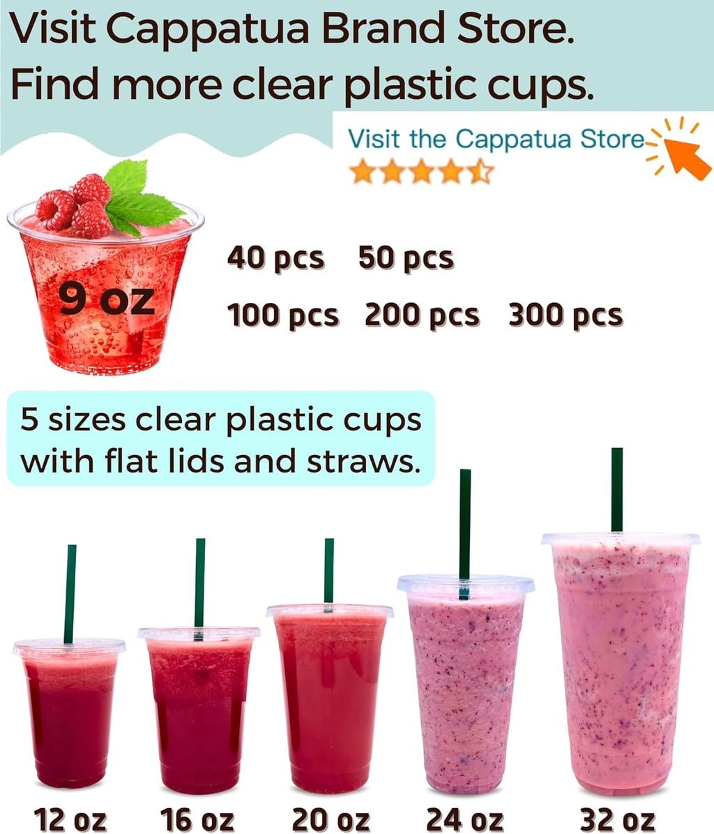 9 oz Clear Plastic Cups, 40 Pack 9oz Plastic Cocktail Party Cups, Disposable Wine Glasses Small Drinking Cup for Wedding, Punch Cup, Reusable Food Safe