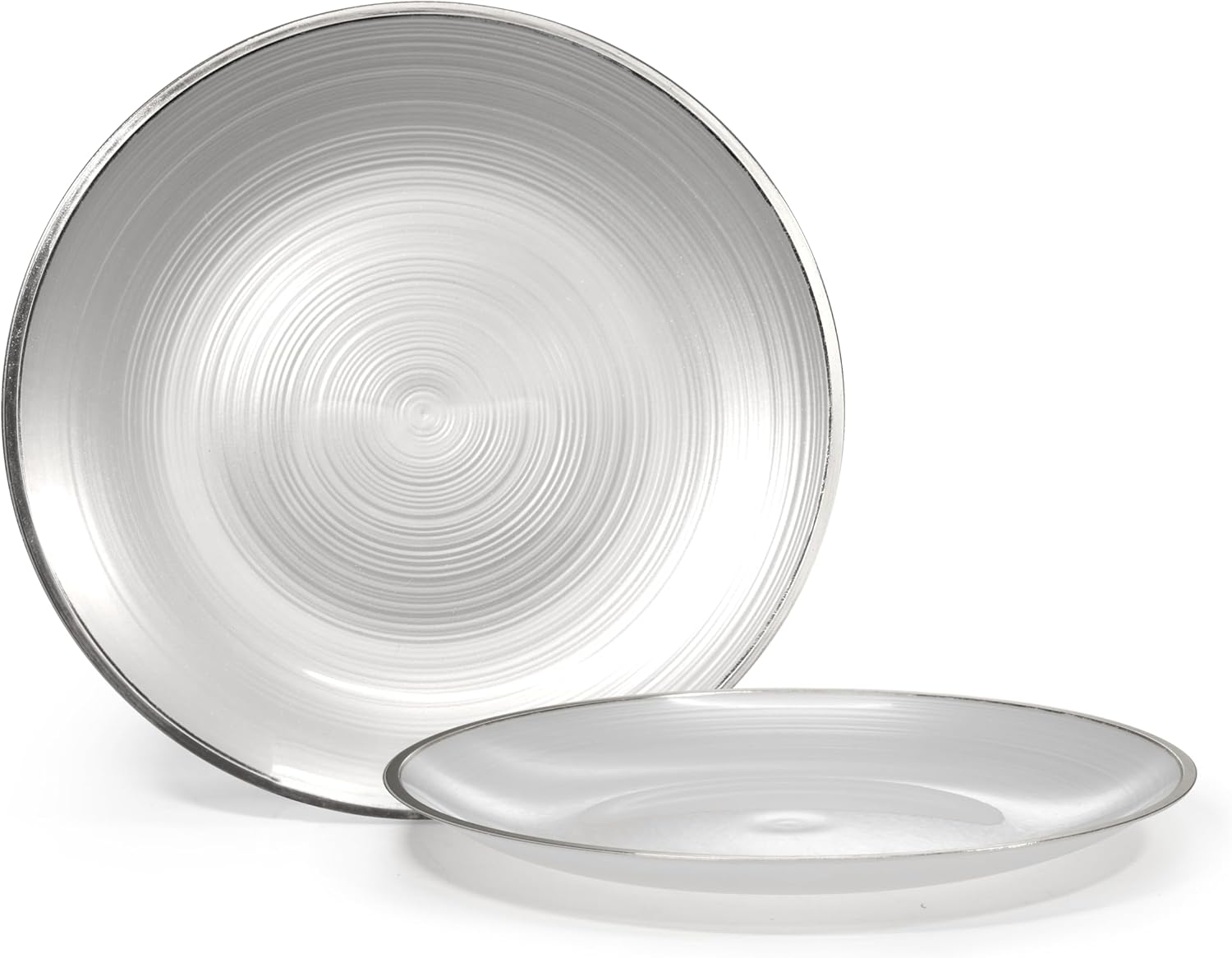 " OCCASIONS " 120 Plates Pack,(60 Guests) Premium Wedding Party Disposable Plastic Plates Set -60 x 10'' Dinner + 60 x 7'' Salad/Dessert (Belize in White Pearl & Silver)