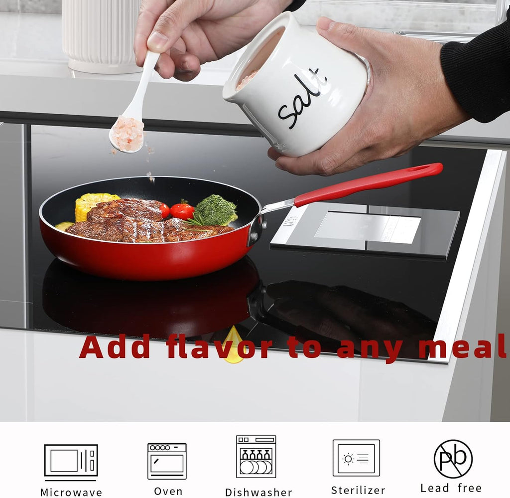 ONTUBE Ceramic Salt Bowl with Lid and Spoon 12oz (White)