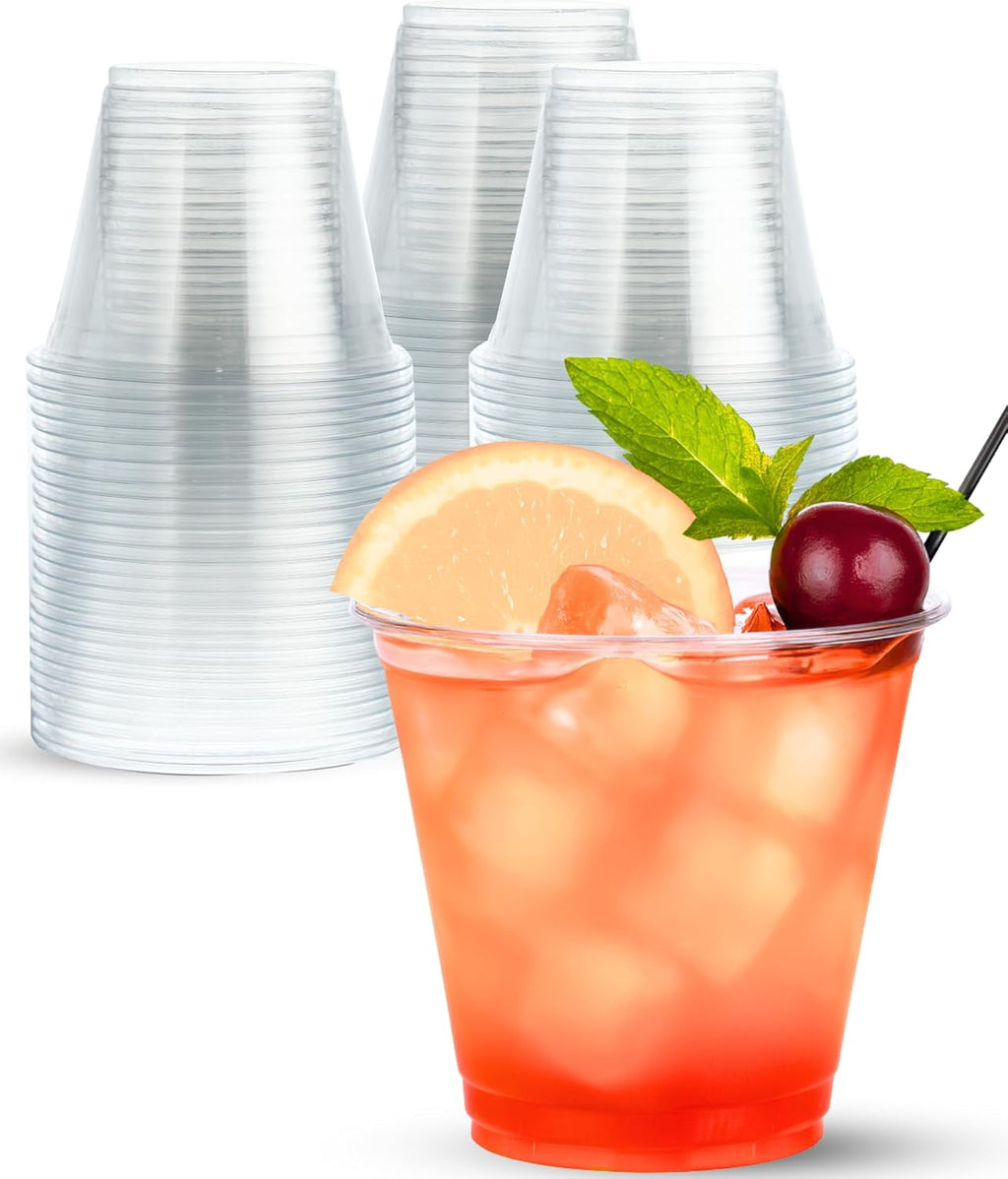 9 oz Clear Plastic Cups, 40 Pack 9oz Plastic Cocktail Party Cups, Disposable Wine Glasses Small Drinking Cup for Wedding, Punch Cup, Reusable Food Safe