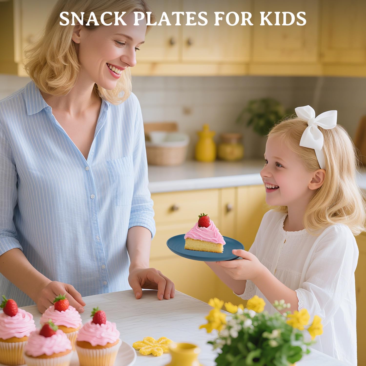 Wrova 5.5Inches Handy Appetizer Plates Set of 8 - Small Wheat Straw Plates 5.5 Inches for Sidedishes - Unbreakable Snack Plate Sets for Indoors and Outdoors Colorful Series