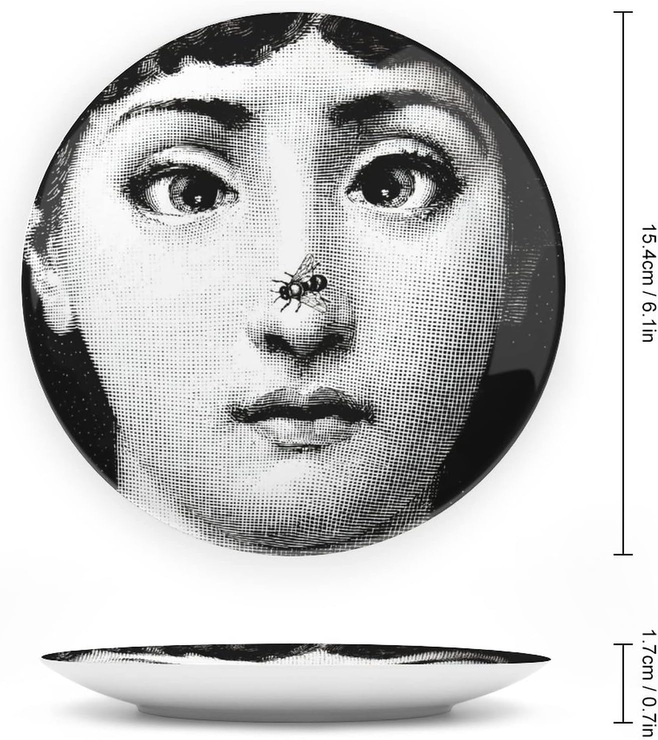 Lina Cavalieri Plate, Fornase Decorative Plate Face Makeup Plate Wall Hanging Decoration,Including Bracket and Special Spring Hook,Style-7,6inch