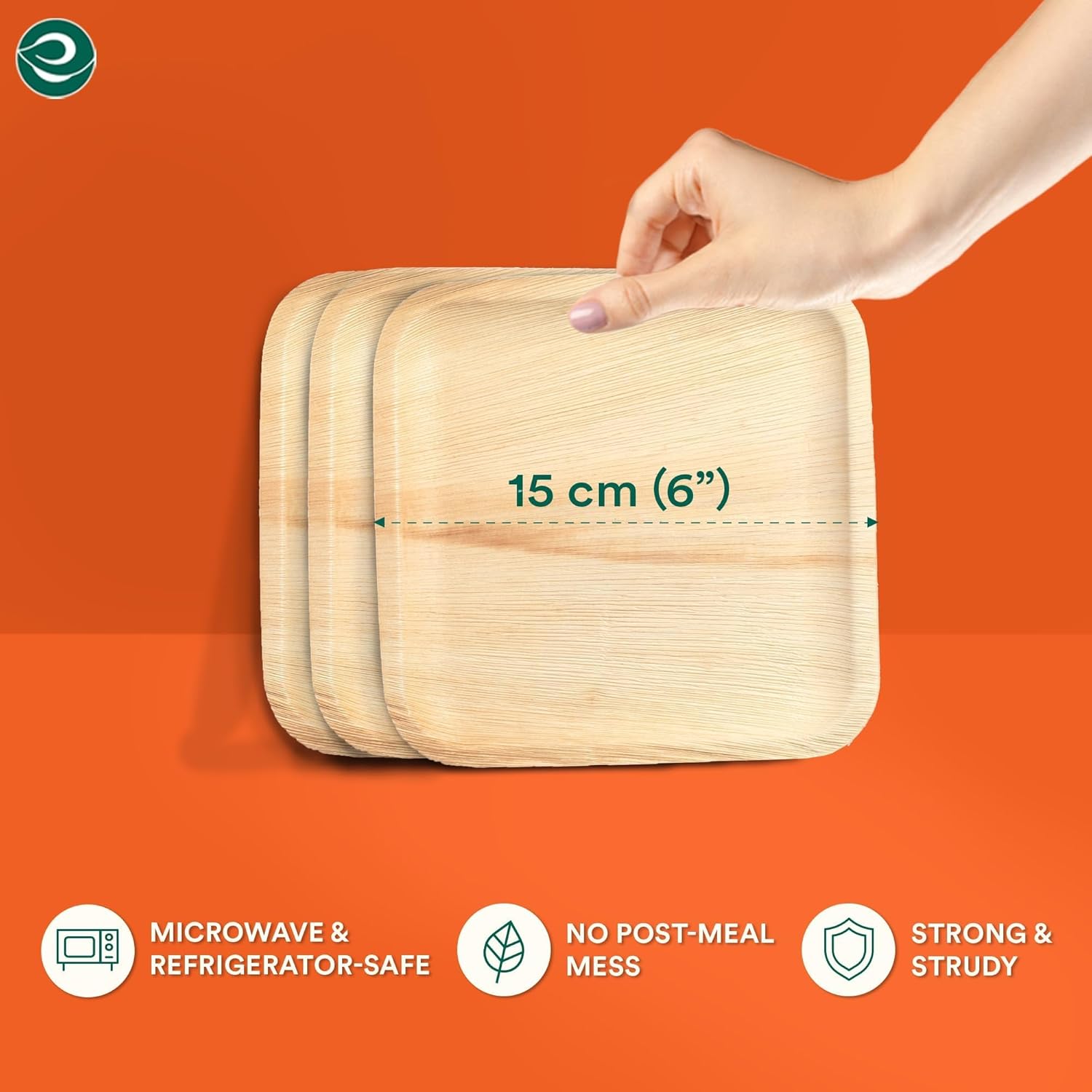 ECO SOUL Palm Leaf Plates 6" Square (100 Count) - Disposable, Eco-Friendly, Biodegradable Bamboo Appetizer Plates - Perfect Dinnerware for Christmas Parties, Weddings, Events & Holidays