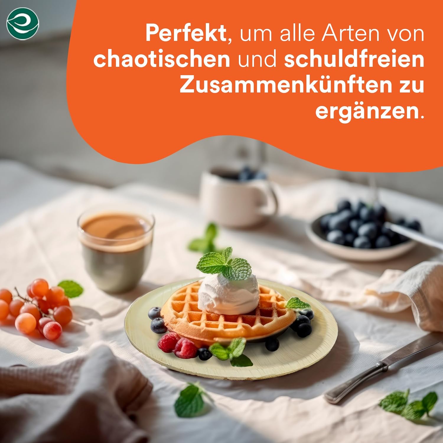 ECO SOUL Palm Leaf Plates 6" Round (100 Count) - Disposable, Eco-Friendly, Biodegradable Bamboo Appetizer Plates - Perfect Dinnerware for Christmas Parties, Weddings, Events & Holidays