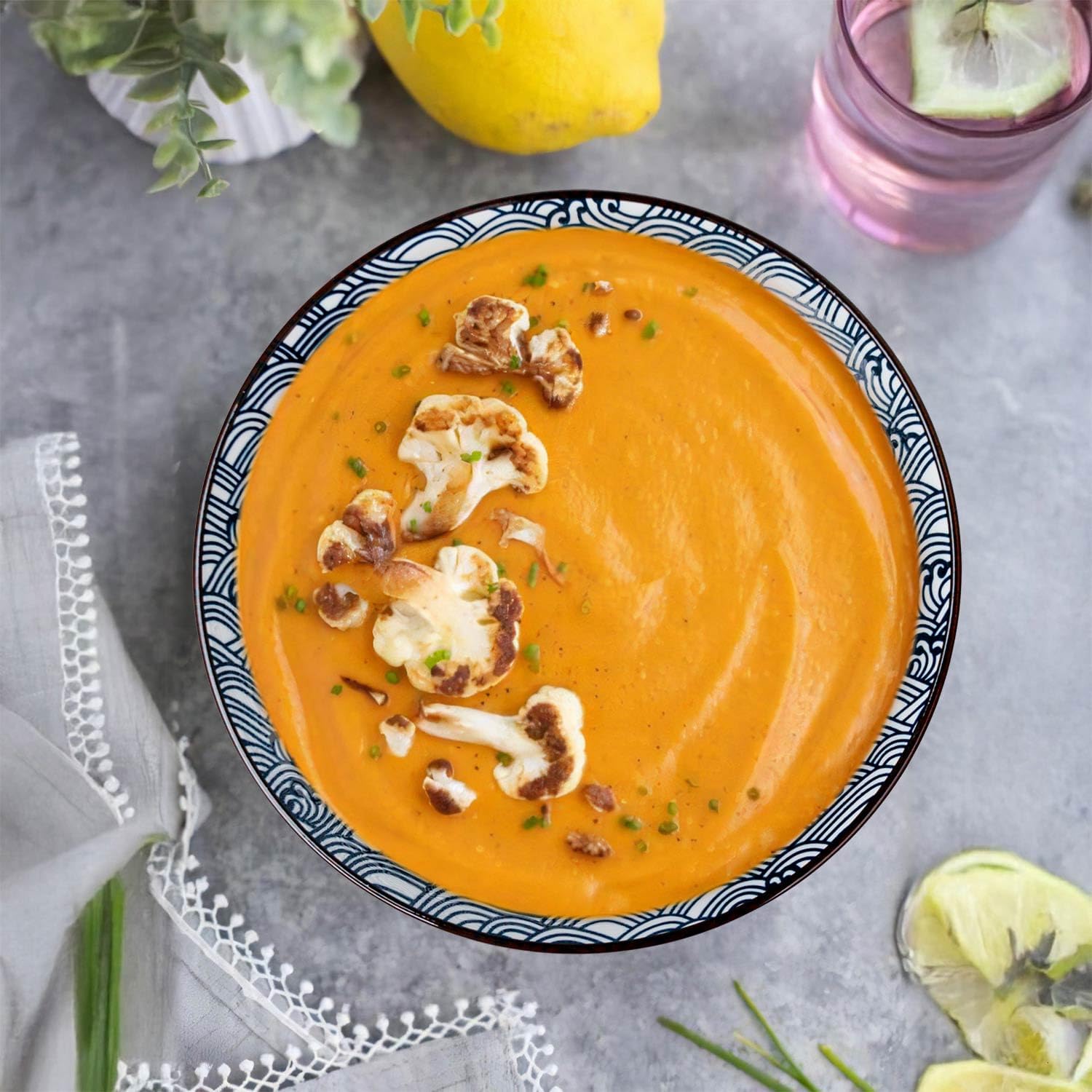 60 oz Large Soup Bowl, Pho Bowls, 8 Inch Blue and White Porcelain Japanese Ramen Bowls Set of 3 - Wave Pattern