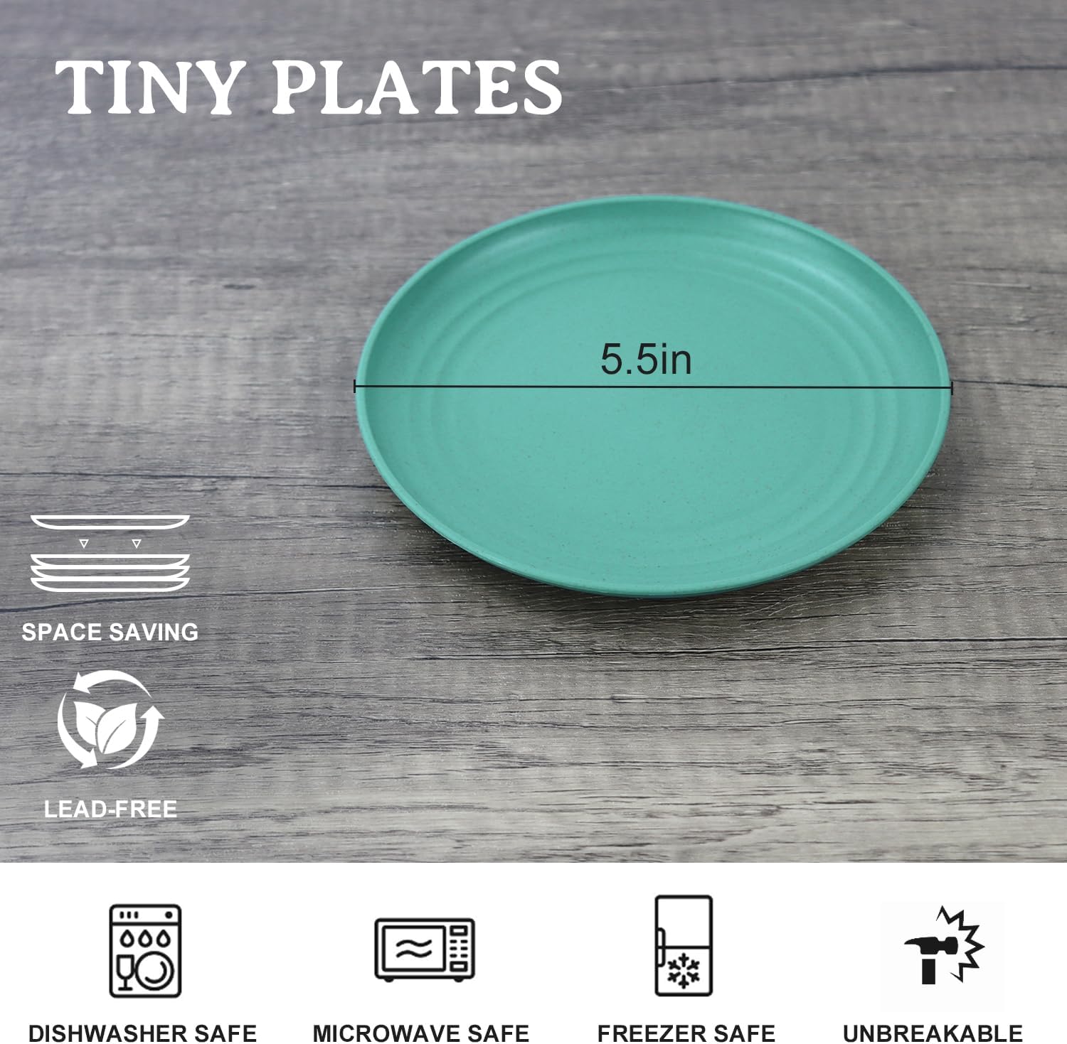 Wrova 5.5Inches Handy Appetizer Plates Set of 8 - Small Wheat Straw Plates 5.5 Inches for Sidedishes - Unbreakable Snack Plate Sets for Indoors and Outdoors Colorful Series