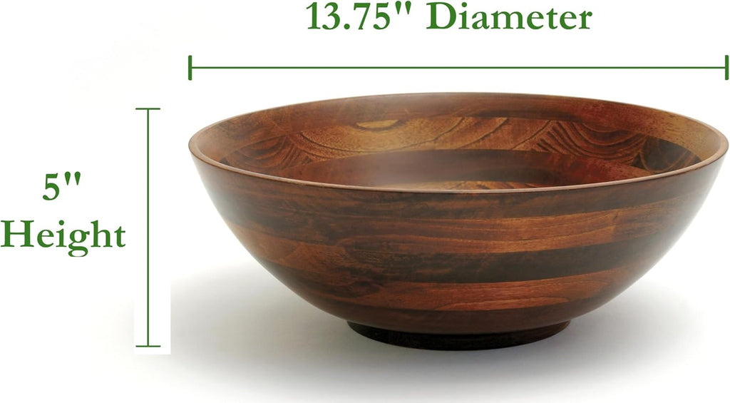 Lipper International Beechwood Cherry Finished Footed Serving Bowl for Fruits or Salads, Large, 13.75" Diameter x 5" Height, Single Bowl,216.41 fluid ounce