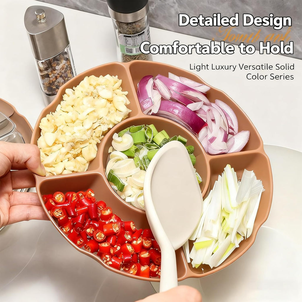 Compartment Plate with Dividers, Thanksgiving Divided Plates, Food Separator Tray for Adults, Plastic Sectioned Serving Platter for Party Snacks, Charcuterie Cheese Board for Dip Chip Fruit (2, C)