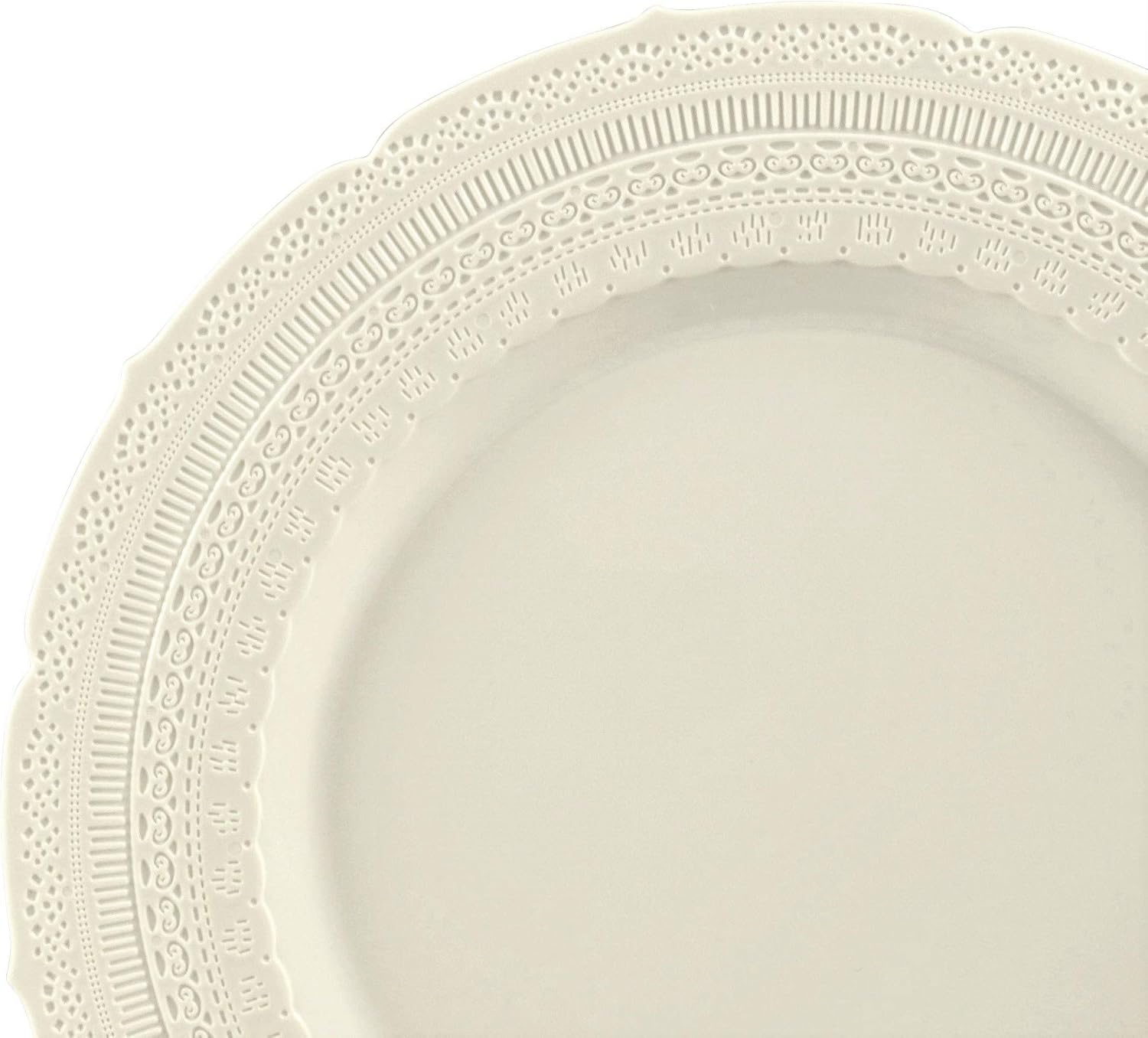 " OCCASIONS " 120 Plates Pack,(60 Guests) Extra Heavyweight Vintage Wedding Disposable/Reusable Plastic Plates 60 x 11'' Dinner + 60 x 8.25'' Salad/Dessert Plate (Chateau Ivory)