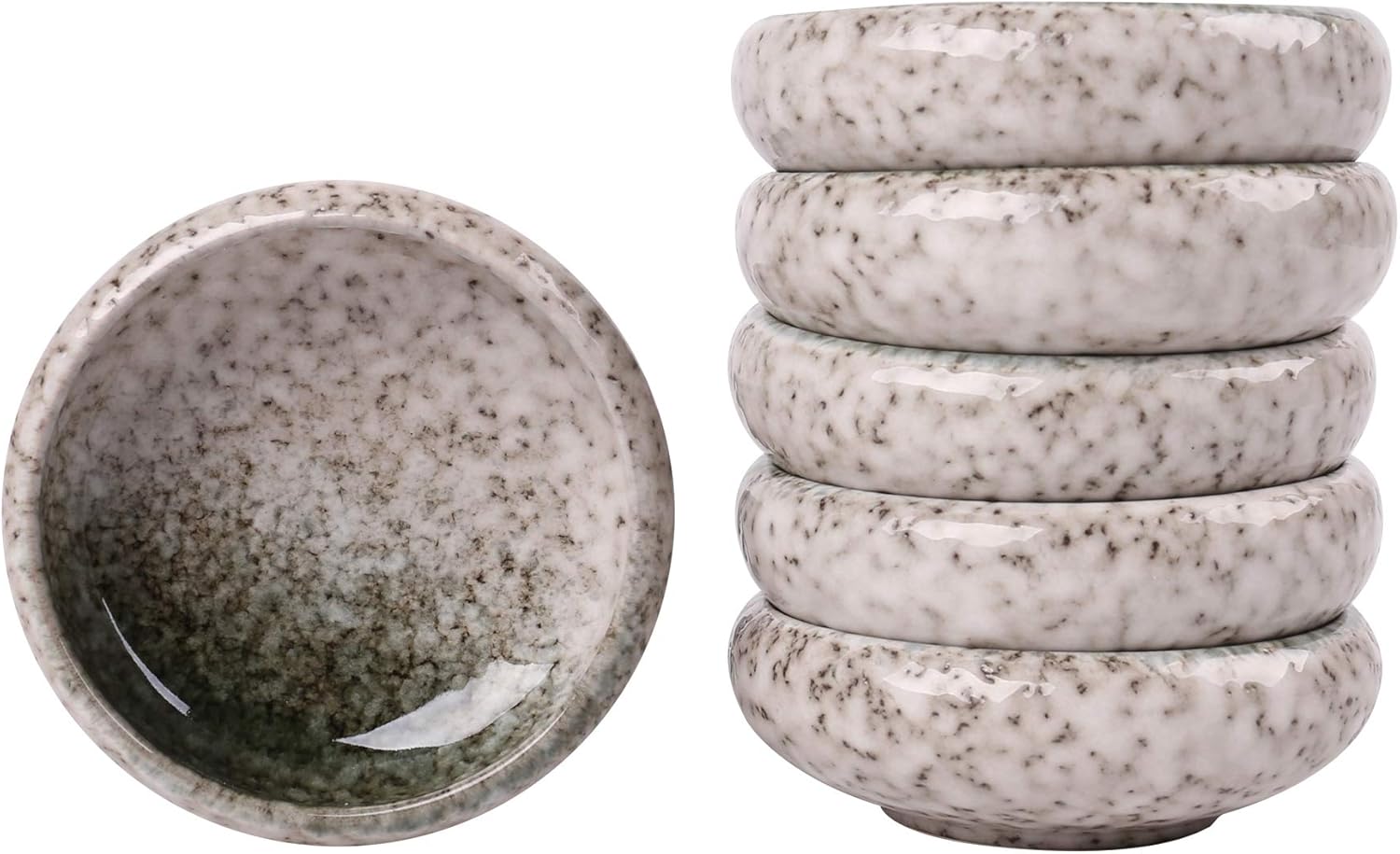 Uaral Soy Sauce Bowls Dipping Sauce Dish Ceramic Pinch bowl Japanese Dishes 3.75 Inch Set of 6 (Emerald Green)
