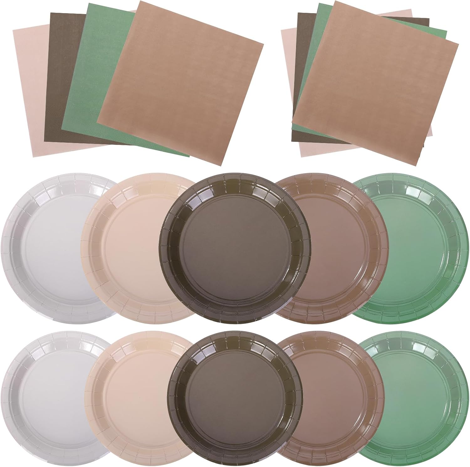 60PCS Woodland Baby Shower Decorations Sage Green Brown Paper Plates and Napkins Disposable Plates Napkin Set for Birthday Party Wedding Bridal Shower Safari Jungle Baby Shower Decorations