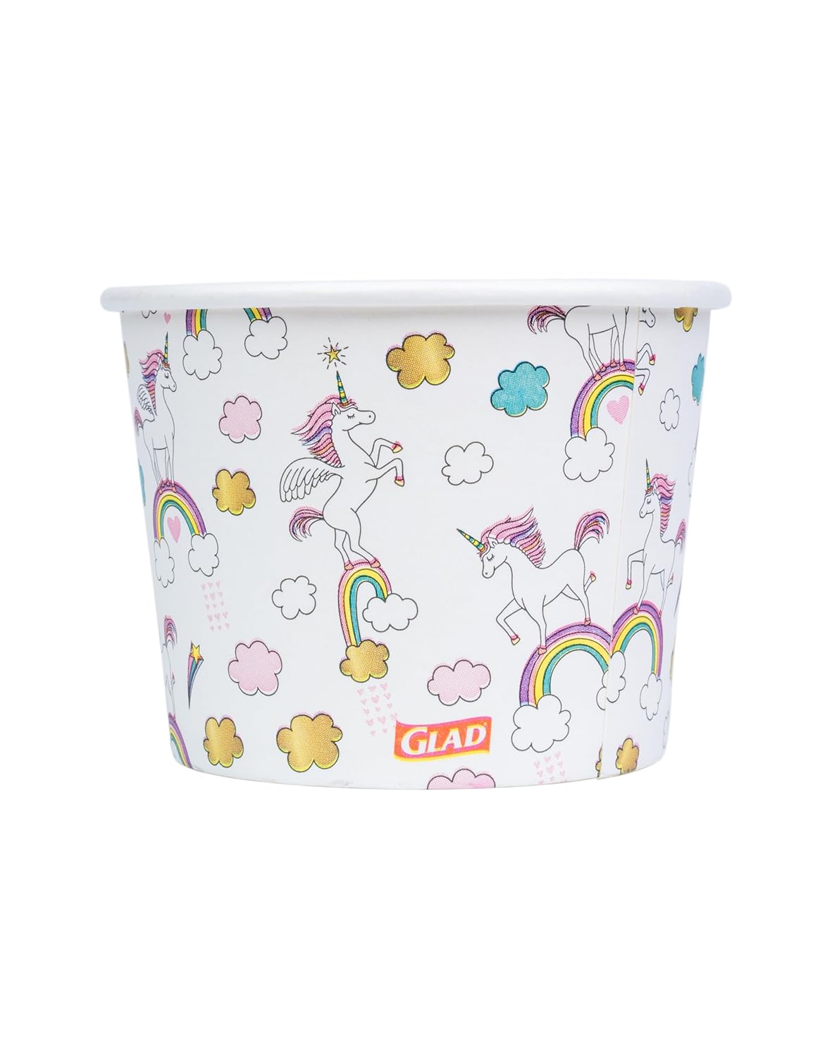 Glad for Kids Unicorns Paper Snack Bowls, Lids Not Included - Heavy Duty, Microwavable, Disposable Snack Cups with Lid for Soup or Ice Cream, 12 Ounce, 20 Count