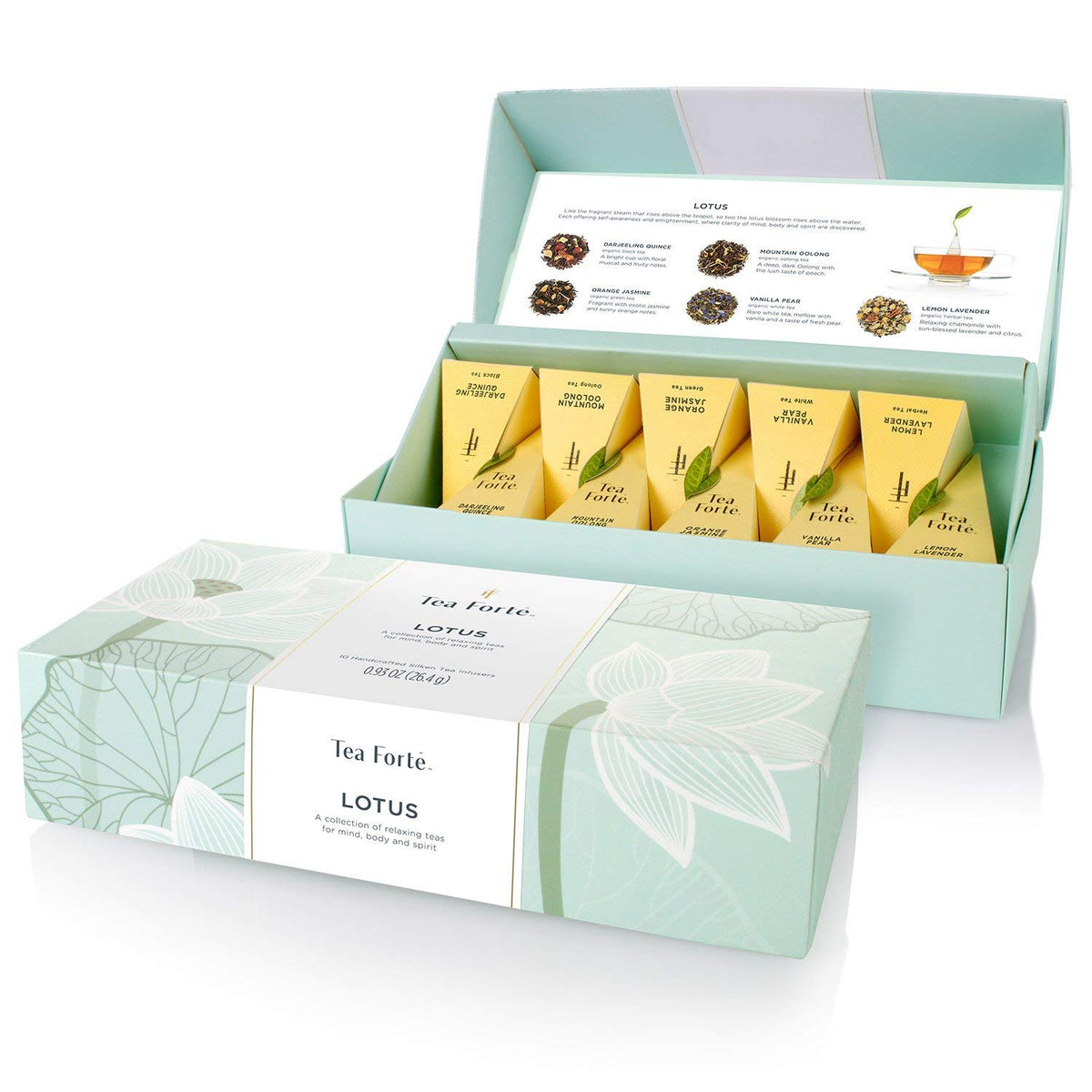 Tea Forte Lotus Petite Presentation Box Tea Gift Set Sampler, 10 Assor ...