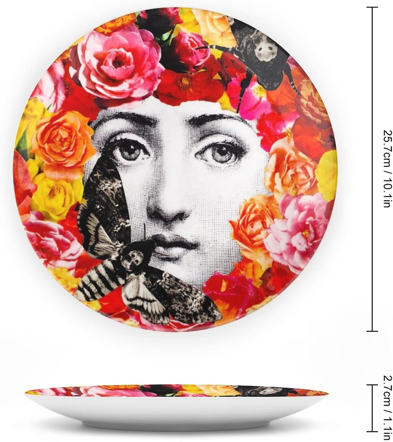 Lina Cavalieri Plate, Wall Decorative Plate, Mysterious Face Plate Wall Hanging Decoration,Including Bracket and Special Spring Hook,J (30),10inch