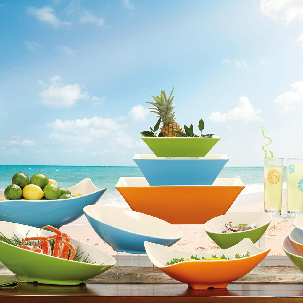 G.E.T. B-789-ST Angled Cascading Serving Bowl for Salads, Snacks and Pasta, 1 Quart / 10", Sunset Orange