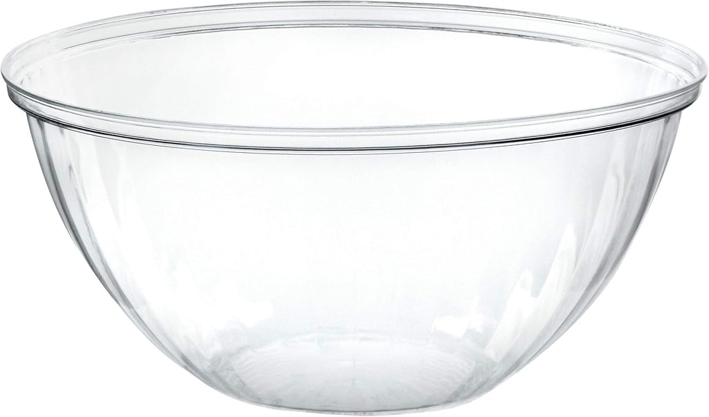 PLASTICPRO Disposable 96 Ounce Round Crystal Clear Plastic Serving Bowls, Party Snack or Salad Bowl, Chip Bowls, Snack Bowls, Candy Dish, Salad Container Pack of 4