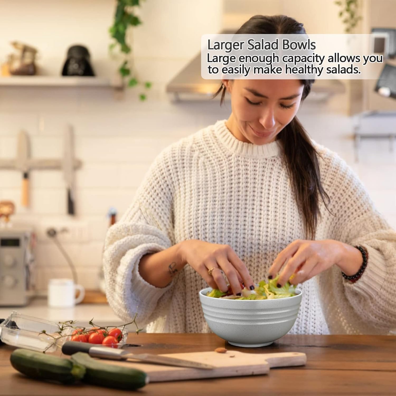 Homestockplus [Non Ceramic] 34 Oz Big Bowls， Soup Bowls BPA-Free Dishwasher & Microwave Safe Bowl Sets for Cereal, Salad, Soup, Ramen,Noodle,Oatmeal,Snack Apply to Kitchen, Freezer【Set of 6】