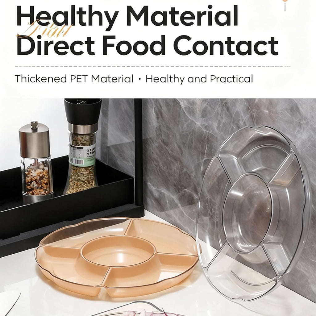 Compartment Plate with Dividers, Thanksgiving Divided Plates, Food Separator Tray for Adults, Plastic Sectioned Serving Platter for Party Snacks, Charcuterie Cheese Board for Dip Chip Fruit (2, C)