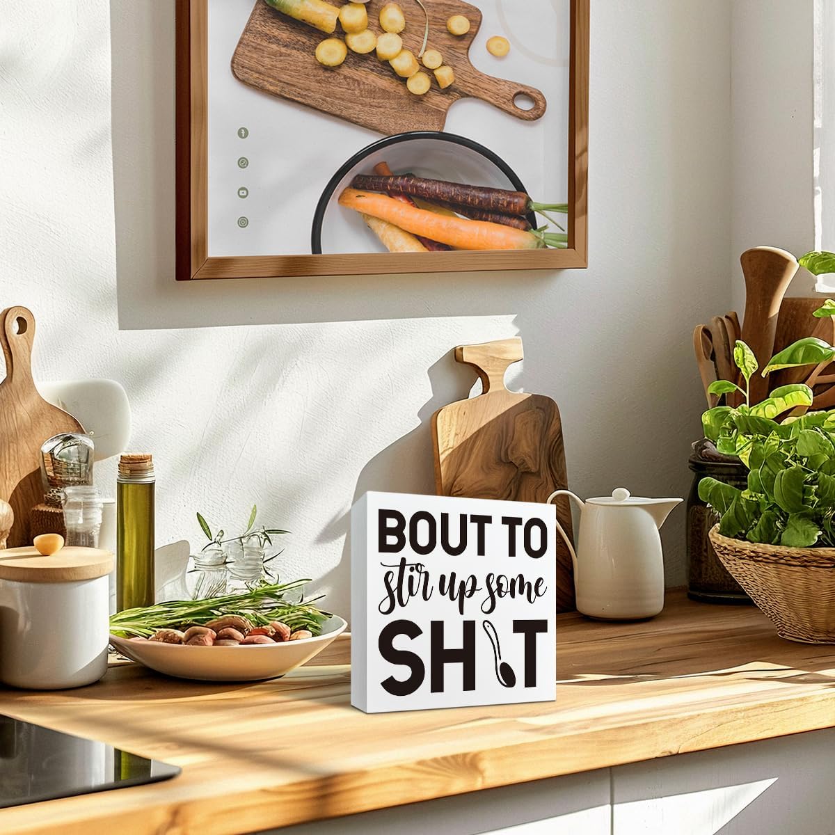 Funny Kitchen Table Signs, Bout to Stir Up Some Shot Sign, Decorative ...